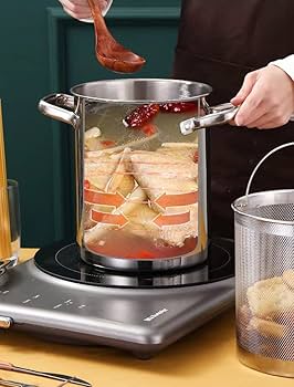 Amazon | パスタ鍋 揚げ鍋 深型4.5L 3層ステンレス構造 鍋蓋付